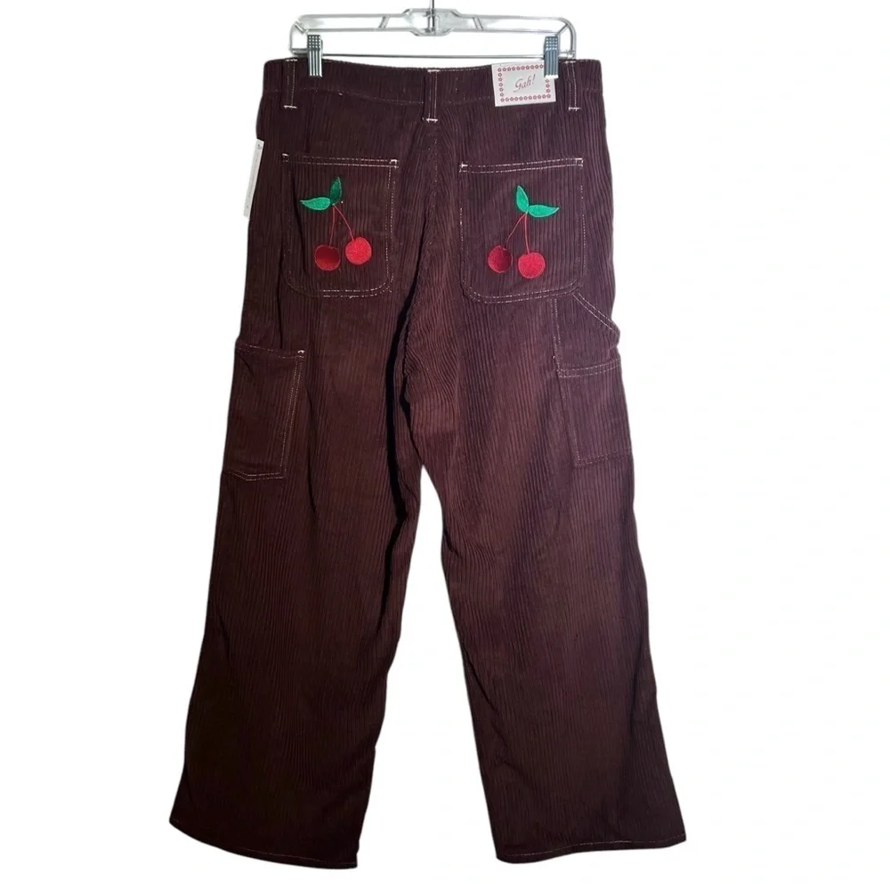 Lisa Says Gah Brown Corduroy Dylan Cherry Pants NWT Size 14 - Picture 1 of 12